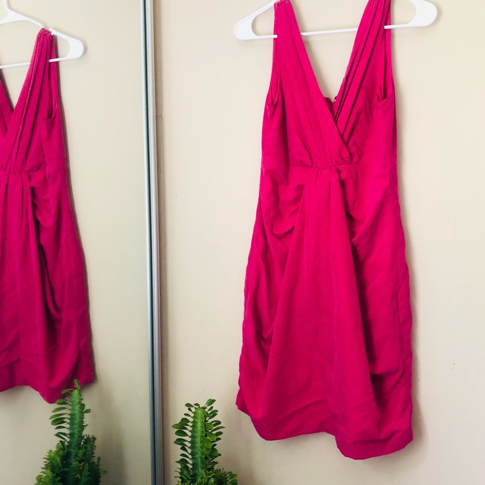 H&M hot pink v neck dress